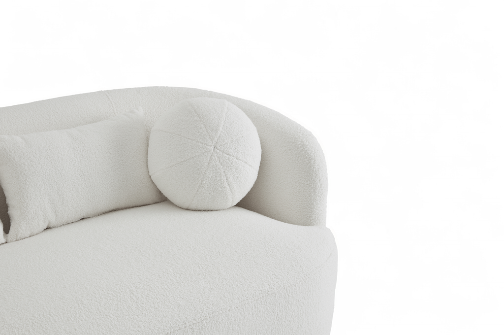 Teddy Boucle Fabric White Caserta 2 Seater Sofa Closeup 2