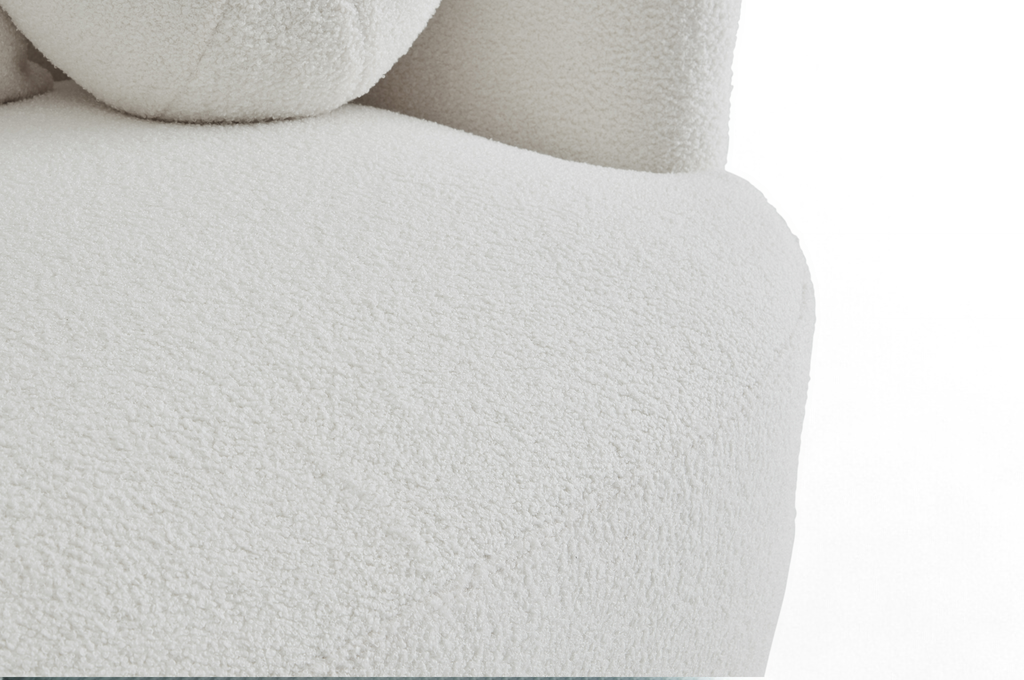 Teddy Boucle Fabric White Caserta 2 Seater Sofa Closeup 3