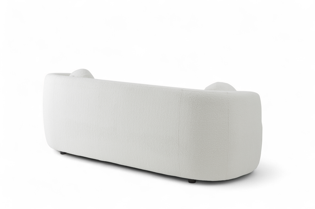 Teddy Boucle Fabric White Caserta 3 Seater Sofa Back Angle