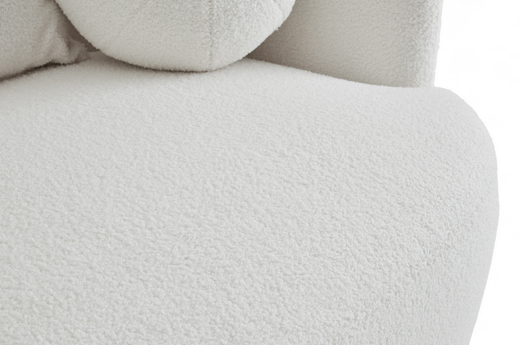 Teddy Boucle Fabric White Caserta 3 Seater Sofa Closeup 3