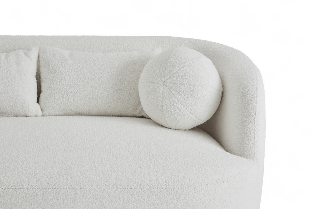 Teddy Boucle Fabric White Caserta 3 Seater Sofa Closeup