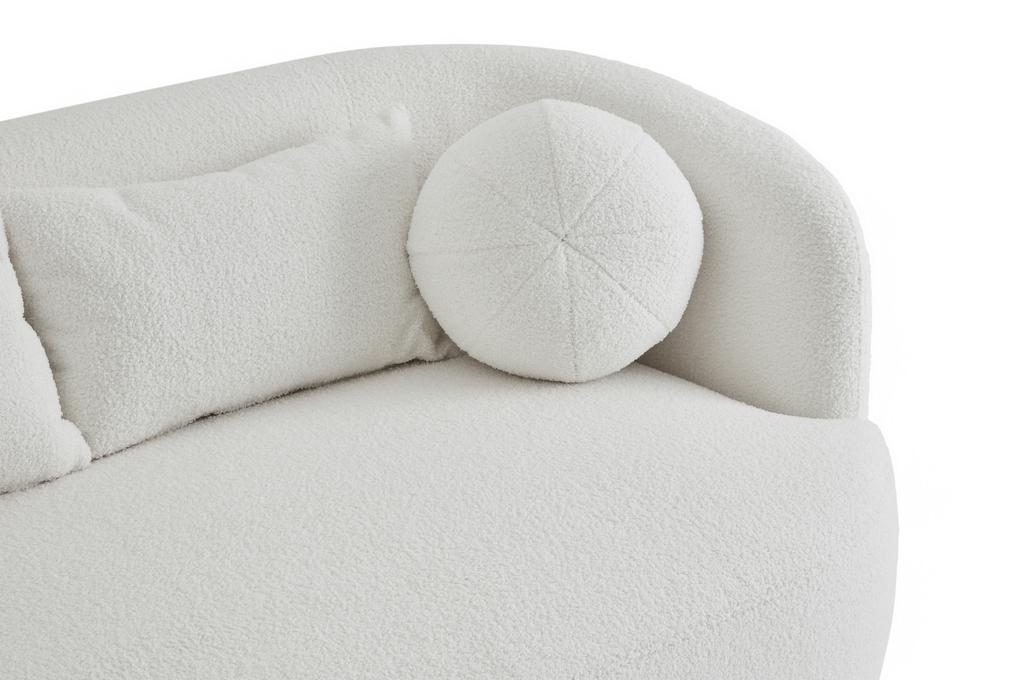 Teddy Boucle Fabric White Caserta 3 Seater Sofa Closeup 2