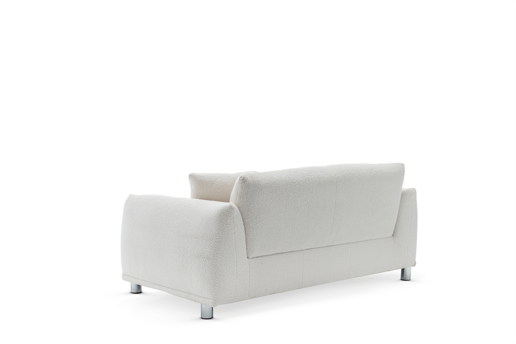 Teddy Boucle Fabric White 2 Seater Murano Sofa