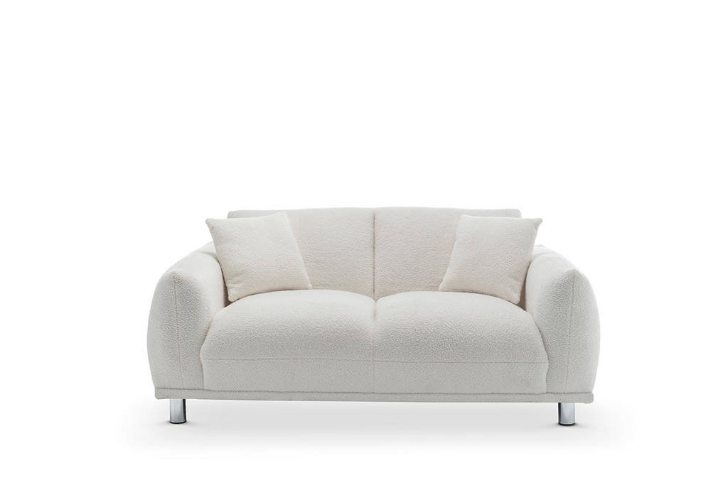 Teddy Boucle Fabric White 2 Seater Murano Sofa