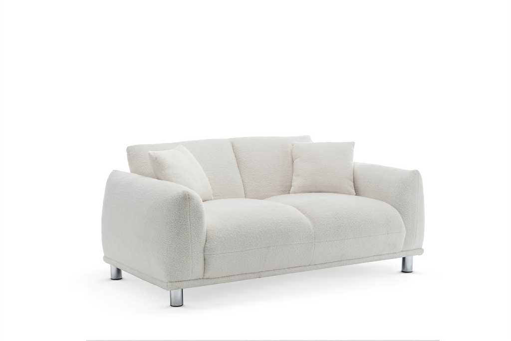 Teddy Boucle Fabric White 2 Seater Murano Sofa