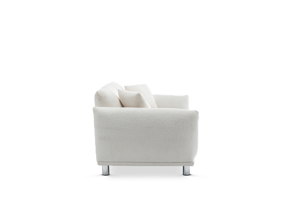 Teddy Boucle Fabric White 2 Seater Murano Sofa