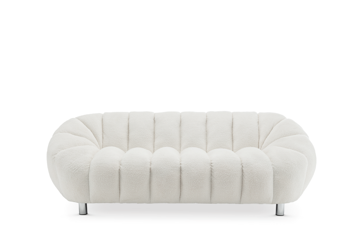 Teddy Boucle White 3 Seater Sofa REZZATO