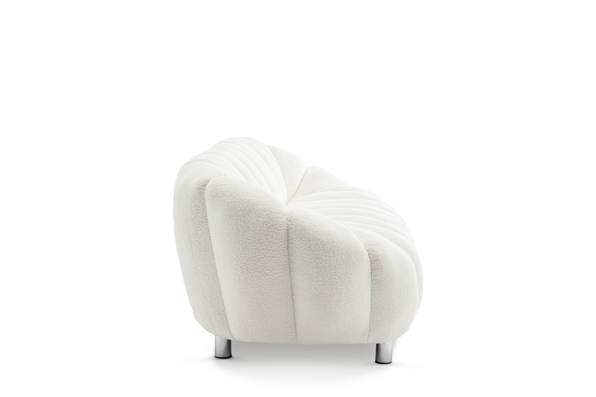 Teddy Boucle White 3 Seater Sofa REZZATO