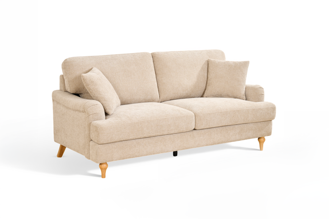 Beige Textured Chenille 3 Seater Sofa HAMILTON