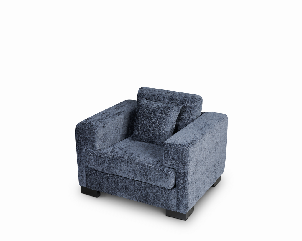 Textured Chenille Blue 1 Seater Monza Sofa