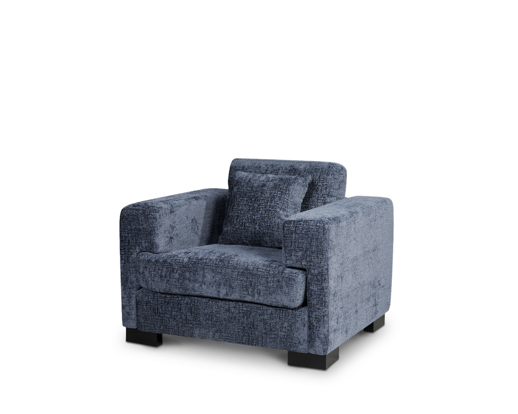 Textured Chenille Blue 1 Seater Monza Sofa