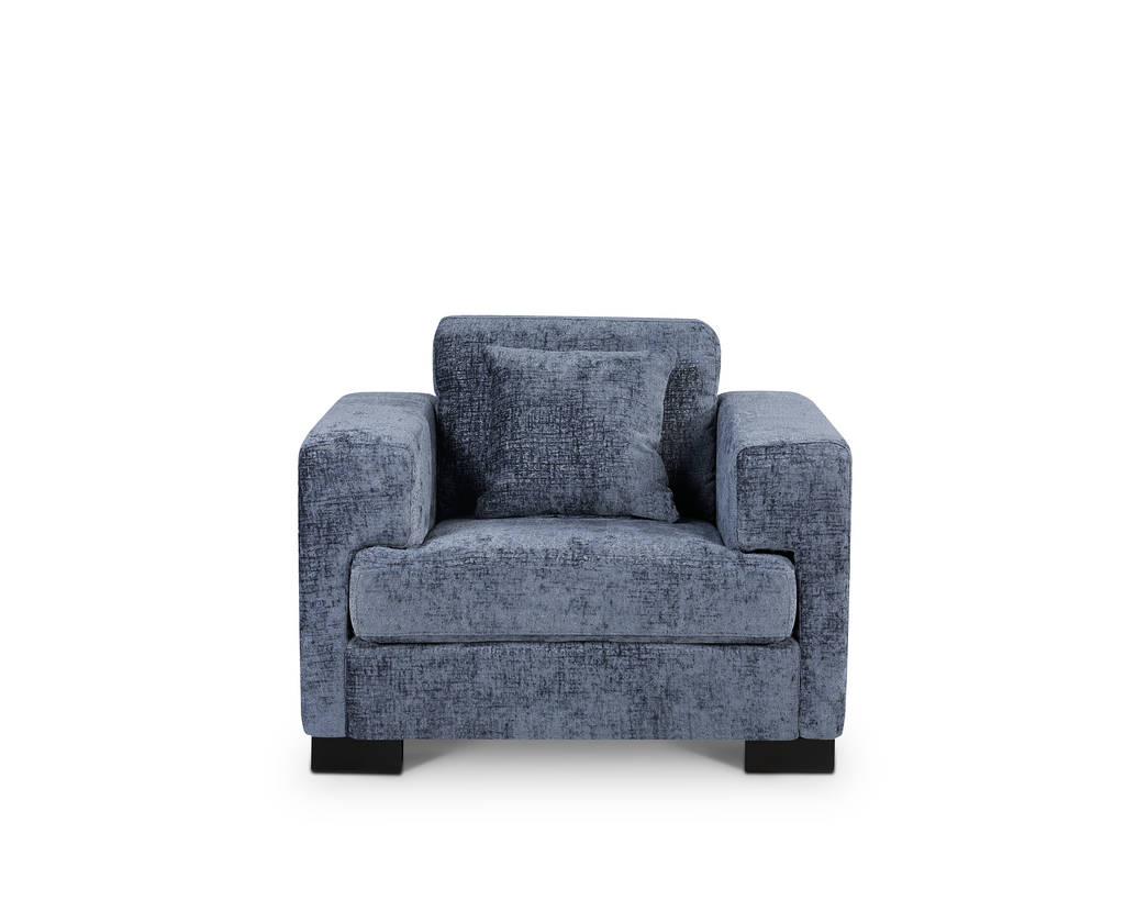 Textured Chenille Blue 1 Seater Monza Sofa