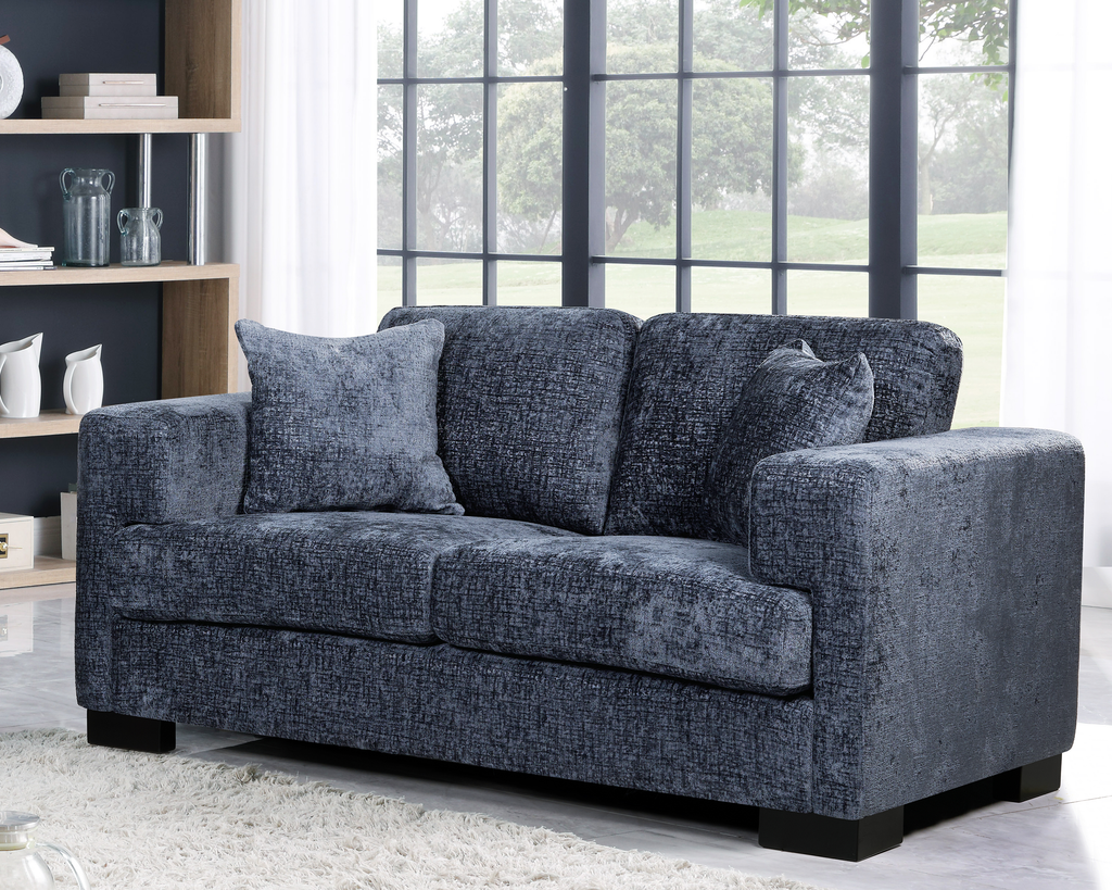 Textured Chenille Blue 2 Seater Monza Sofa