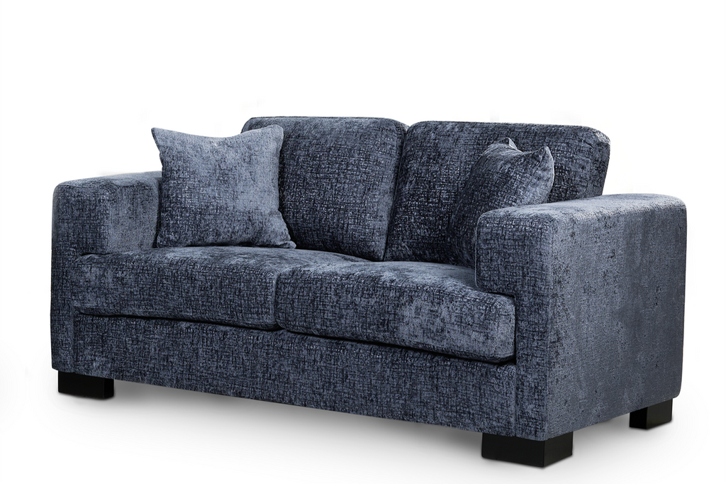 Textured Chenille Blue 2 Seater Monza Sofa