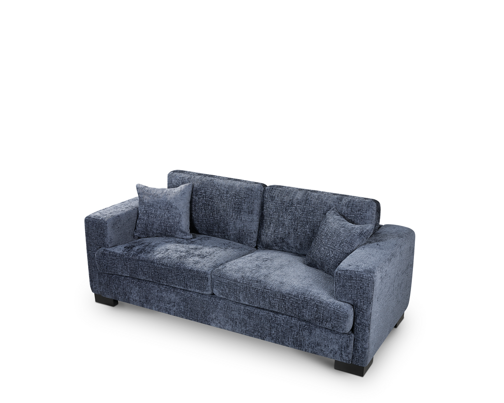 Textured Chenille Blue 3 Seater Monza Sofa