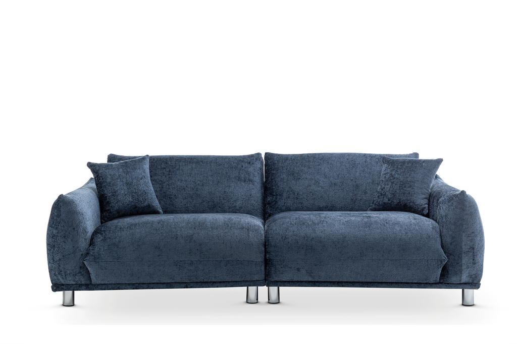 Textured Chenille Blue 3 Seater Murano Sofa