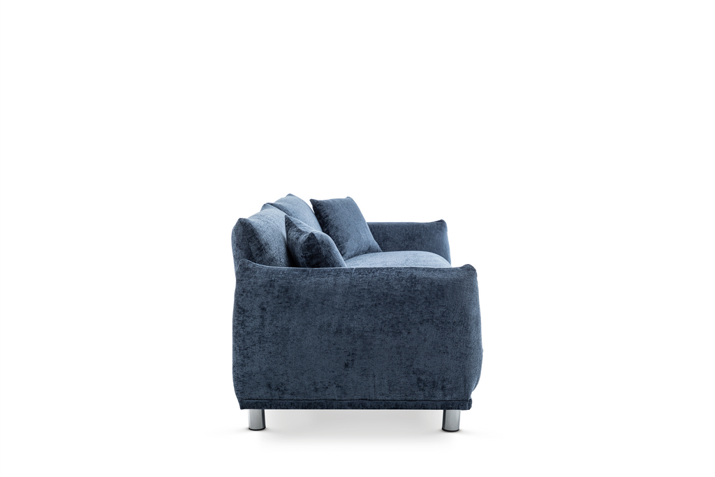 Textured Chenille Blue 3 Seater Murano Sofa