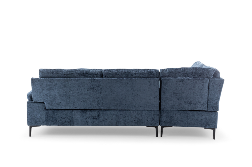 Textured Chenille Blue Left Hand Facing Corner Sofa FUSINA Back