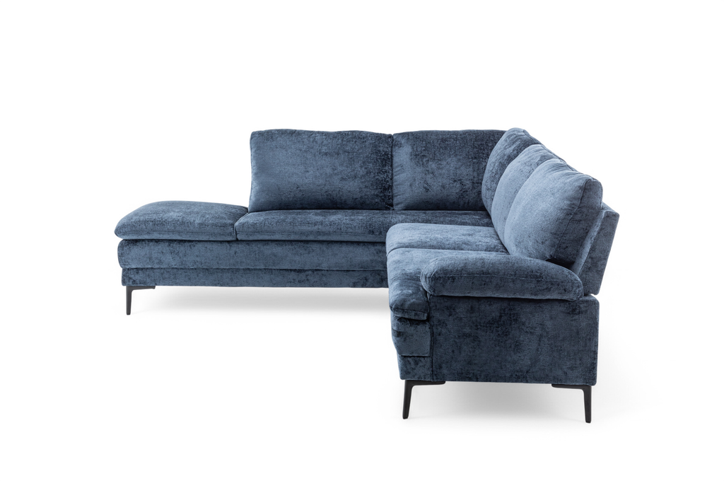 Textured Chenille Blue Left Hand Facing Corner Sofa FUSINA Side