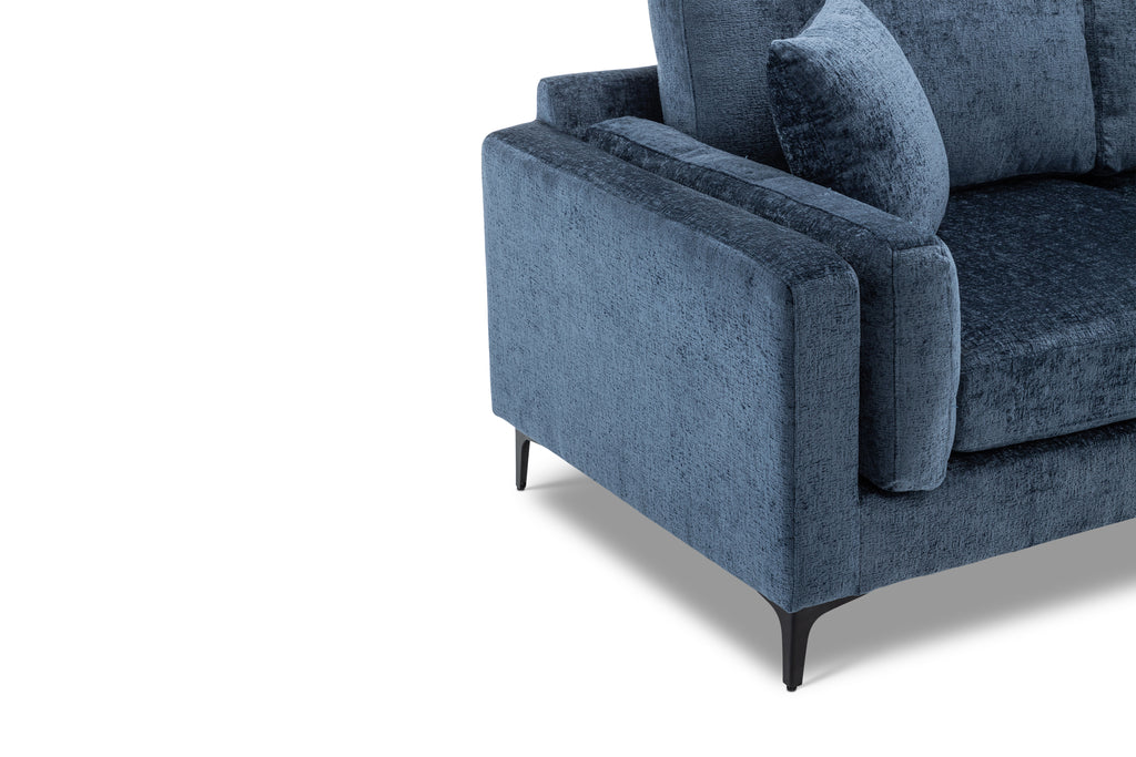 Textured Chenille Blue 3 Seater Sofa MARGHERA Closeup