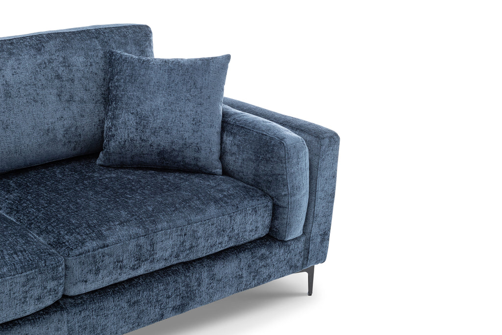 Textured Chenille Blue 3 Seater Sofa MARGHERA Closeup 2