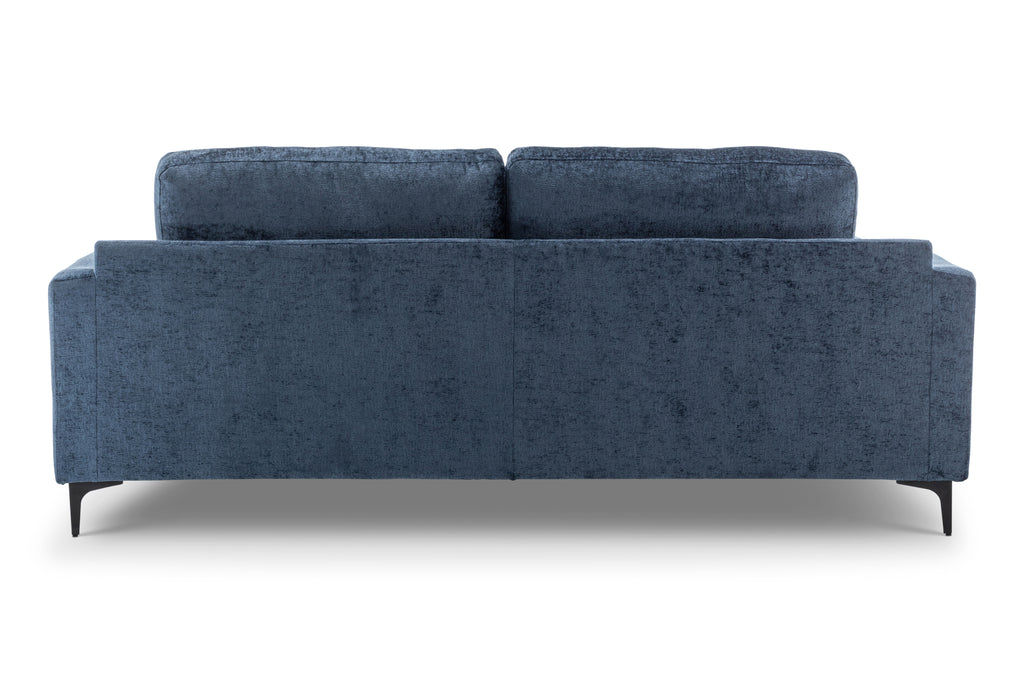 Textured Chenille Blue 3 Seater Sofa MARGHERA Back