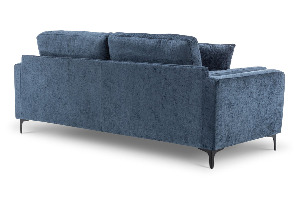 Textured Chenille Blue 3 Seater Sofa MARGHERA Back Angle