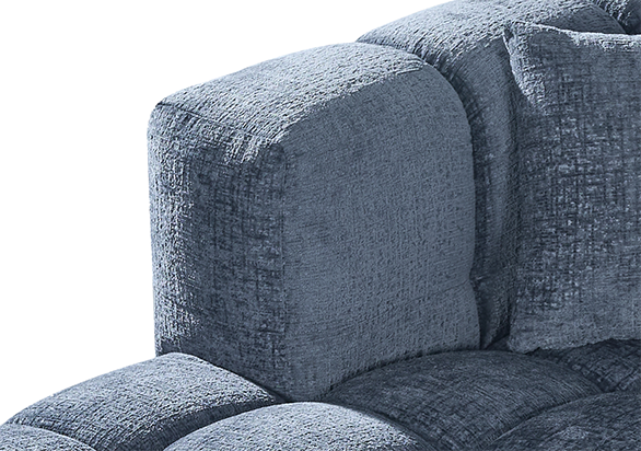 Textured Chenille Blue Right Hand Facing Lugano Corner Sofa with Ottoman