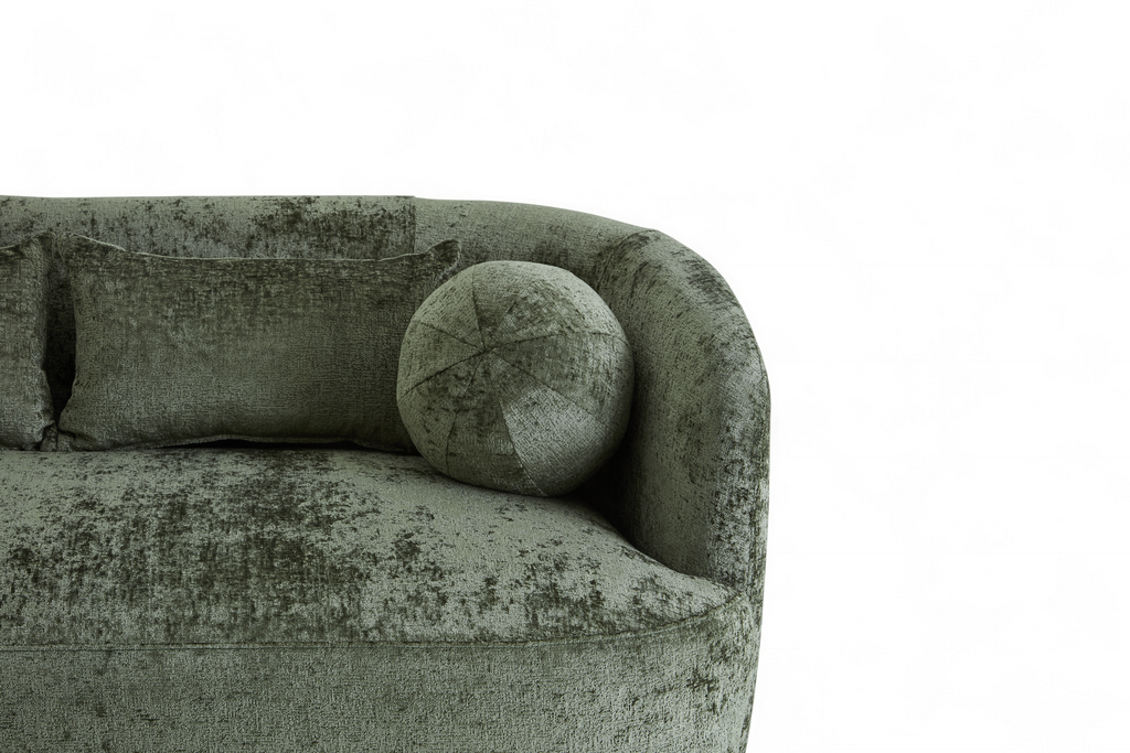 Textured Chenille Green Caserta 3 Seater Sofa Closeup