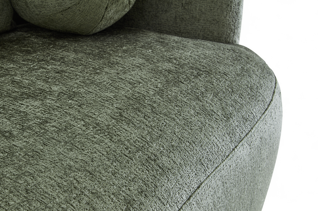 Textured Chenille Green Caserta 3 Seater Sofa Closeup 2