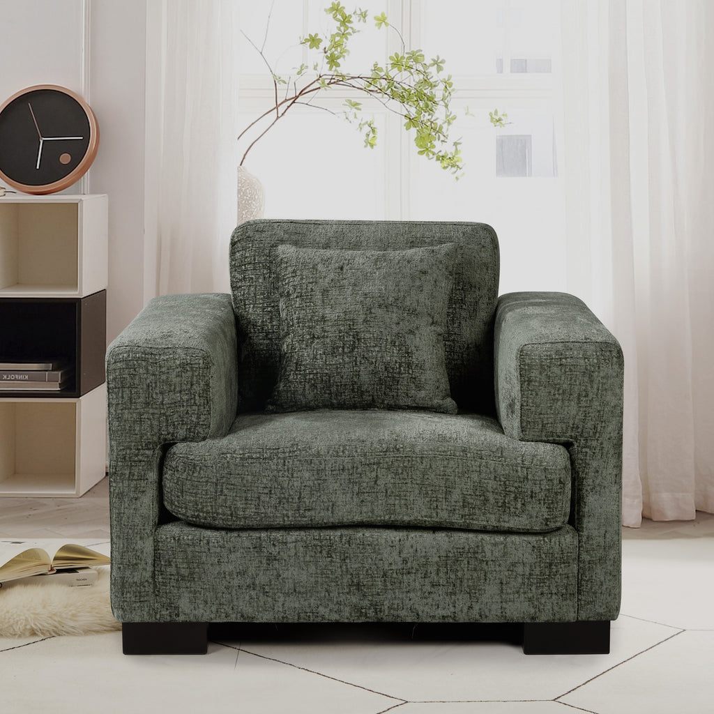 Textured Chenille Green 1 Seater Monza Sofa