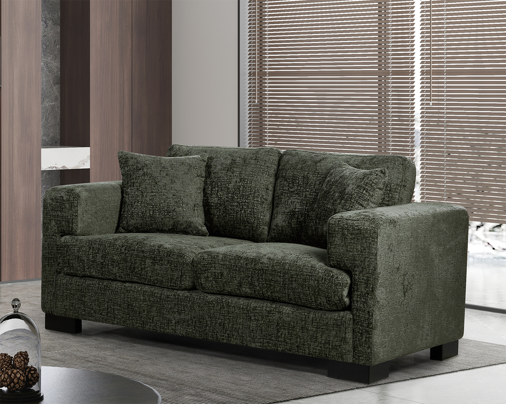 Textured Chenille Green 2 Seater Monza Sofa