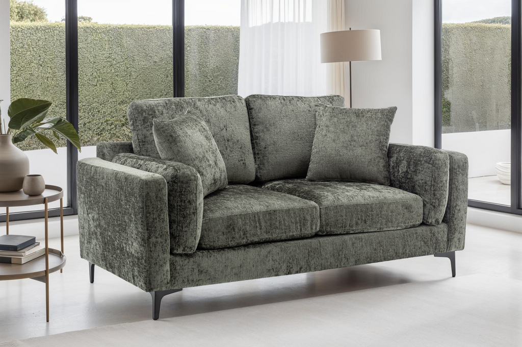 Textured Chenille Green 2 Seater Sofa MARGHERA Background