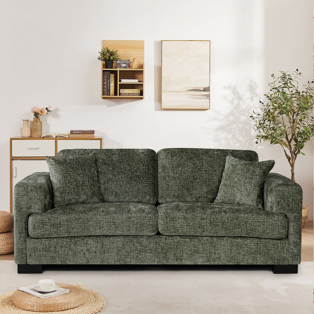 Textured Chenille Green 3 Seater Monza Sofa