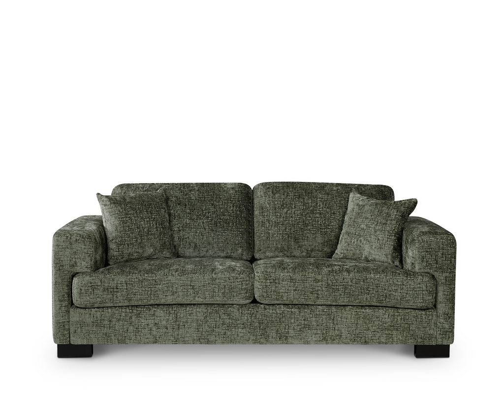 Textured Chenille Green 3 Seater Monza Sofa