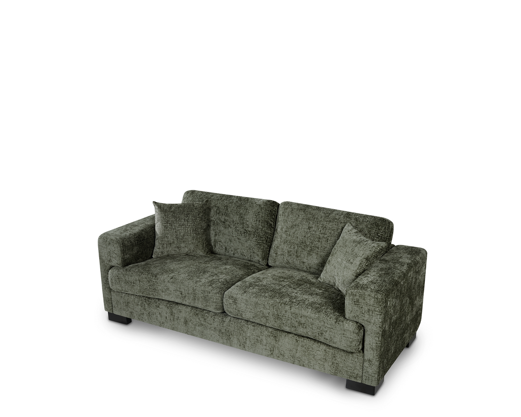 Textured Chenille Green 3 Seater Monza Sofa