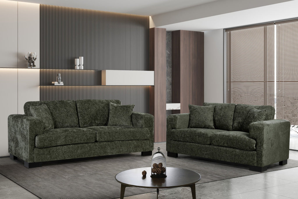 Textured Chenille Green 3 + 2 Seater Monza Sofa Set