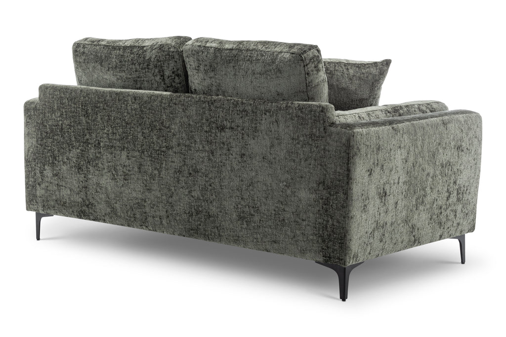 Textured Chenille Green 2 Seater Sofa MARGHERA Back Angle