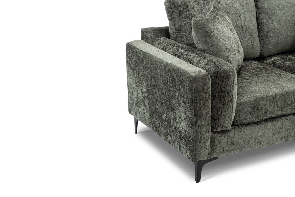 Textured Chenille Green 2 Seater Sofa MARGHERA Closeup