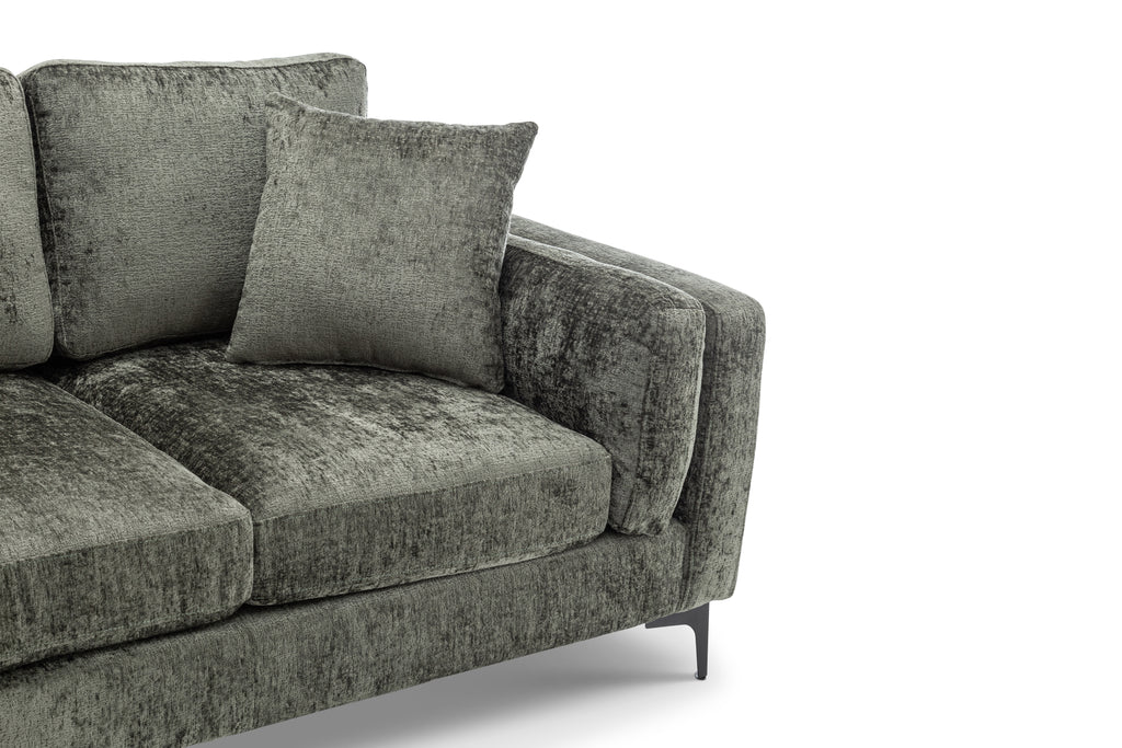 Textured Chenille Green 2 Seater Sofa MARGHERA Closeup 2