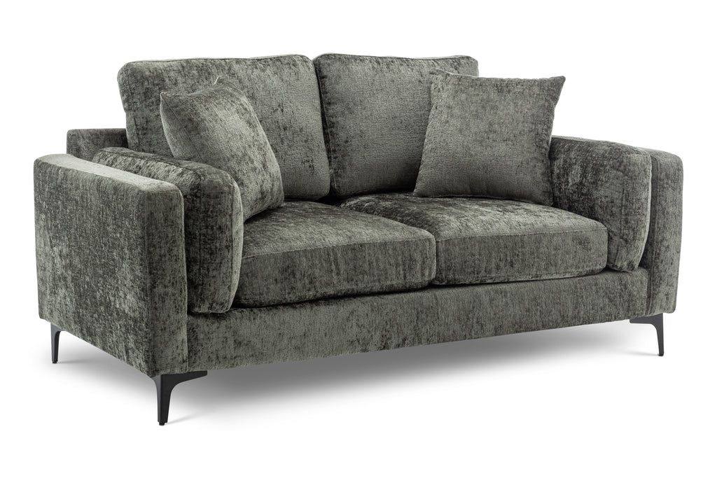 Textured Chenille Green 2 Seater Sofa MARGHERA Front Angle