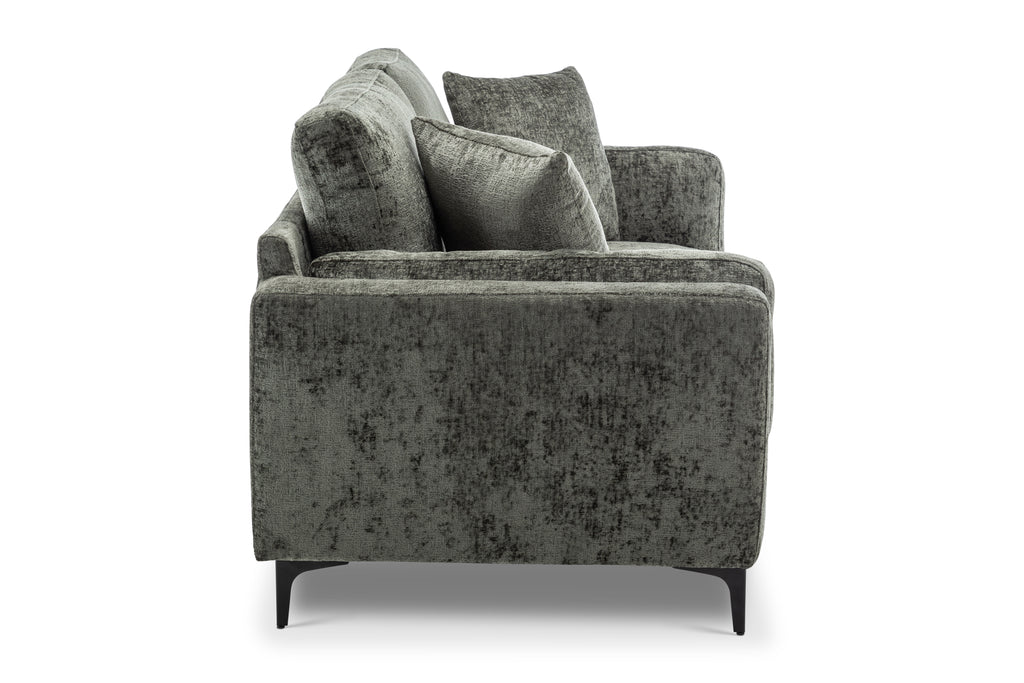 Textured Chenille Green 2 Seater Sofa MARGHERA Side