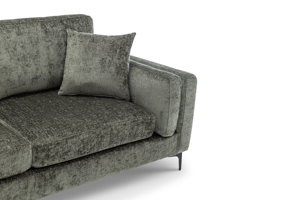 Textured Chenille Green 3 Seater Sofa MARGHERA Closeup 2