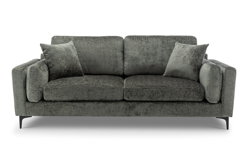 Textured Chenille Green 3 Seater Sofa MARGHERA Front