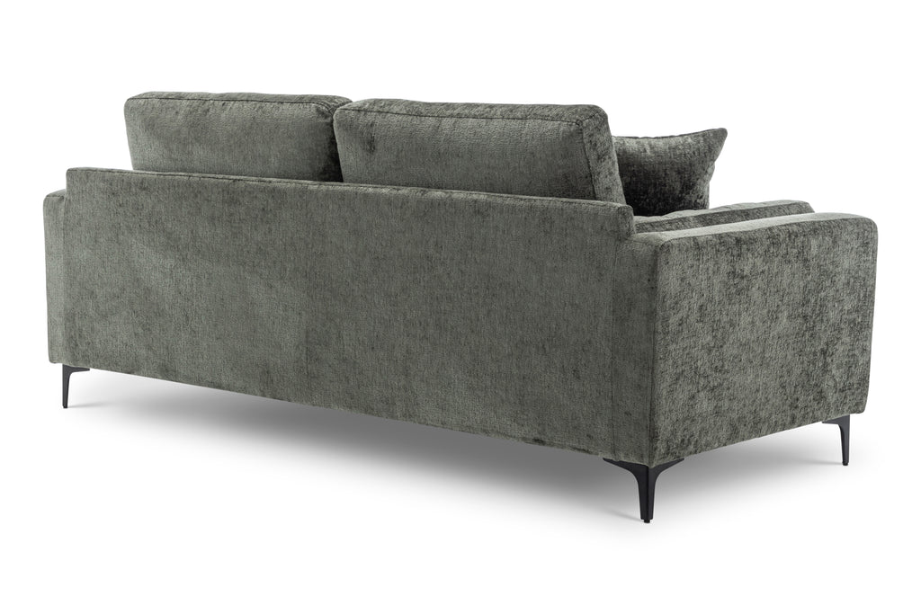 Textured Chenille Green 3 Seater Sofa MARGHERA Back Angle