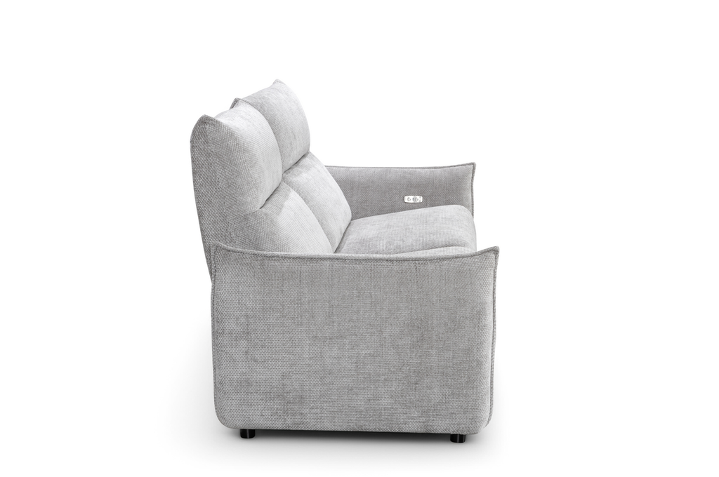 Textured Chenille Grey 2 Seater Electric Recliner Sofa CARRERA Side