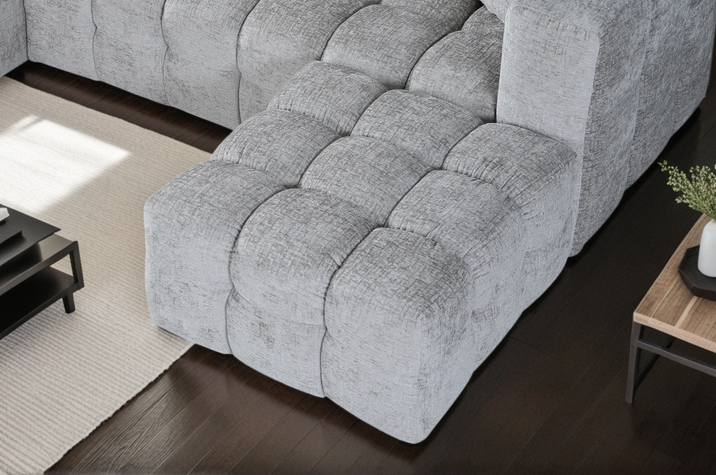 Textured Chenille Grey Ottoman