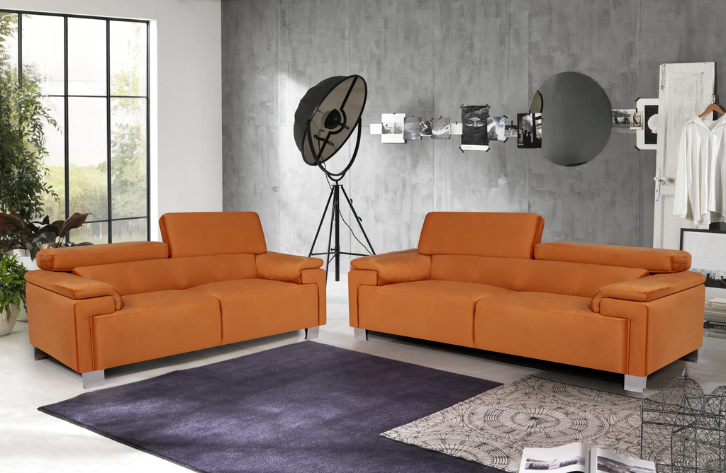 Velvet Orange Livorno 2 Seater Sofa