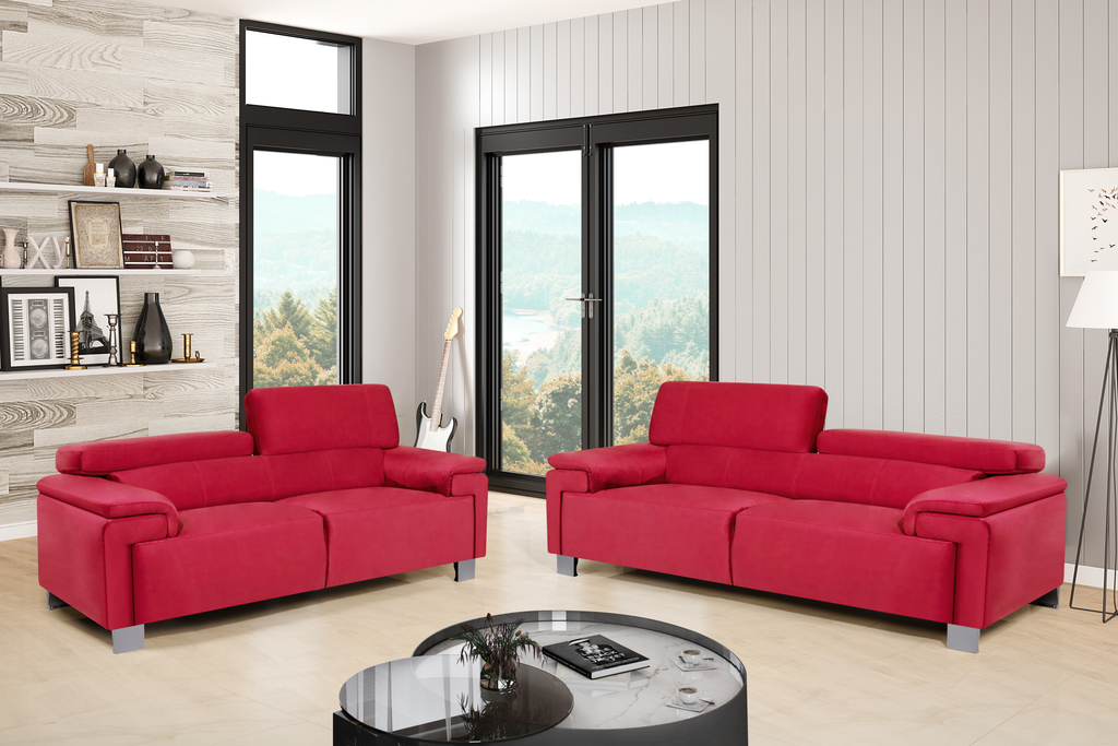 Velvet Scarlet Red Livorno 3 Seater Sofa