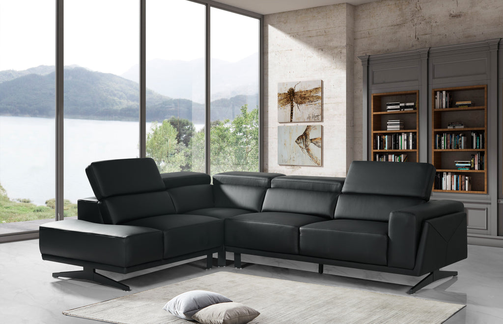 Vegan Leather Black Left Hand Facing Vinci Corner Sofa